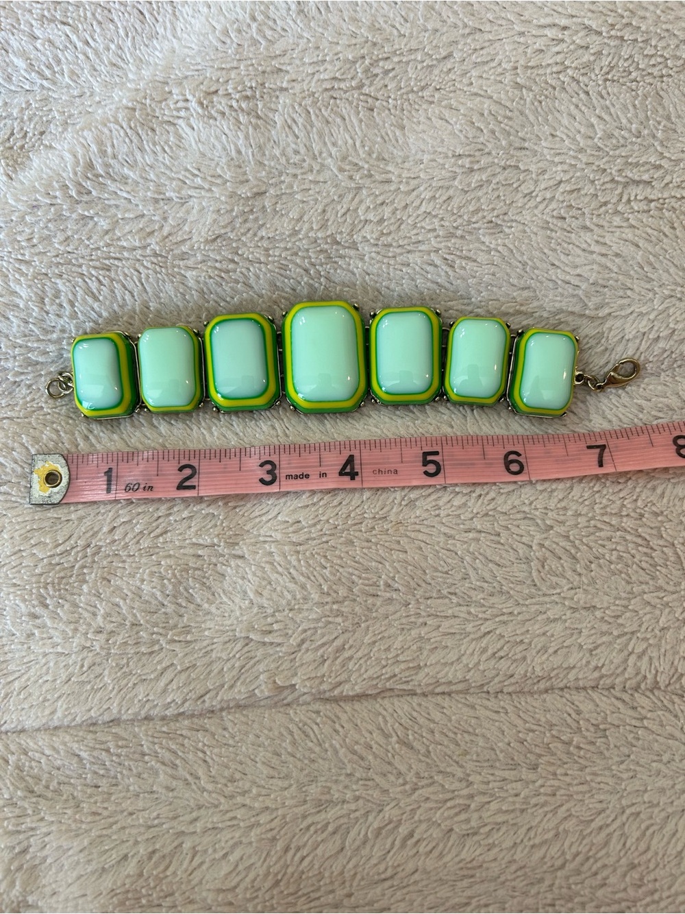 Coldwater Creek Green/Yellow Layered Glass Statement Necklace & Bracelet Set - Picture 7 of 9